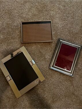 Source Unknown Metallic Picture Frame Trio in Gold and Silver with Red Accent